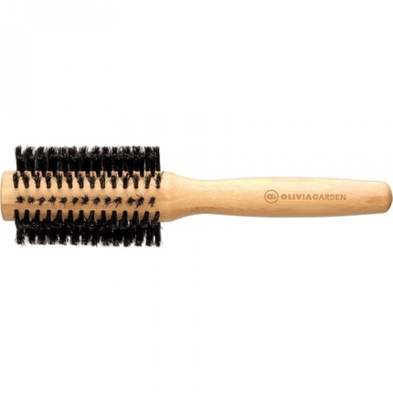 Olivia Garden Bamboo Touch Brush Eco-conscious Round Bamboo Blowout Hair Brush with 100% Boar Bristles 30mm