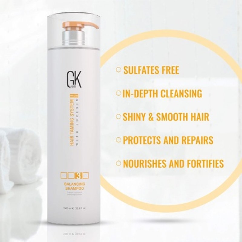 GK HAIR Global Keratin Balancing Shampoo 1000ml 33.8 Fl Oz for Oily and Color Treated Hair Deep Cleansing Restores pH