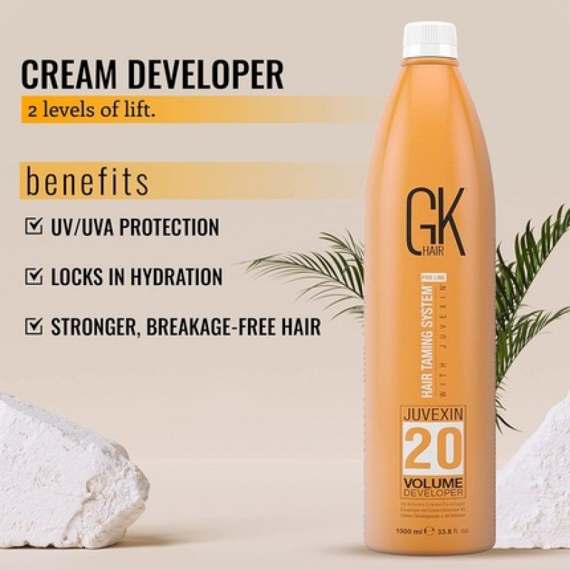 Global Keratin GK HAIR Professional Hair Creme 20 Volume Developer 1000ml for Hair Coloring Bleach - High-Performance