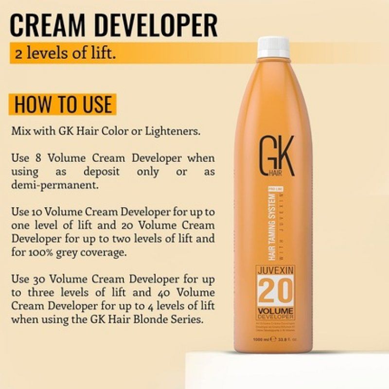 Global Keratin GK HAIR Professional Hair Creme 20 Volume Developer 1000ml for Hair Coloring Bleach - High-Performance