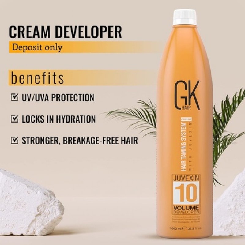 GK HAIR Global Keratin Hair Creme 10 Volume Developer 33.8 Fl Oz for Hair Coloring Bleach - High-Performance Long