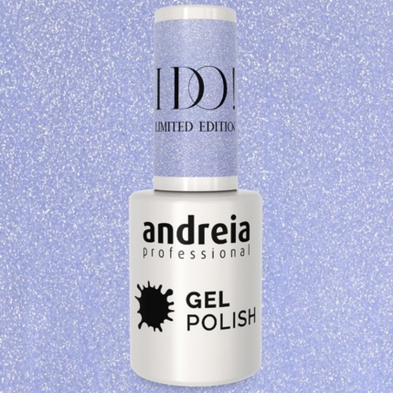 Andreia Professional Semi-Permanent Nail Gel Polish I DO Limited Collection Colour ID6 Sky Blue with Silver Sparkles