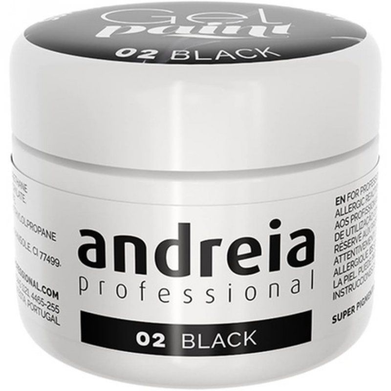 Andreia Professional Nail Art Design Gel Paint Pots 4g 02 Black