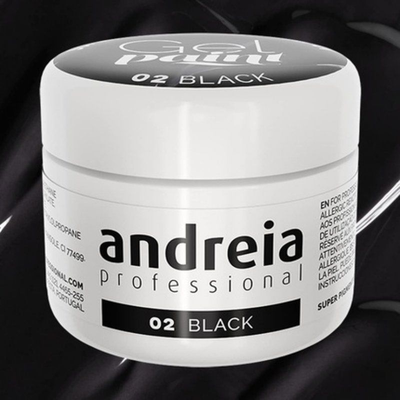 Andreia Professional Nail Art Design Gel Paint Pots 4g 02 Black