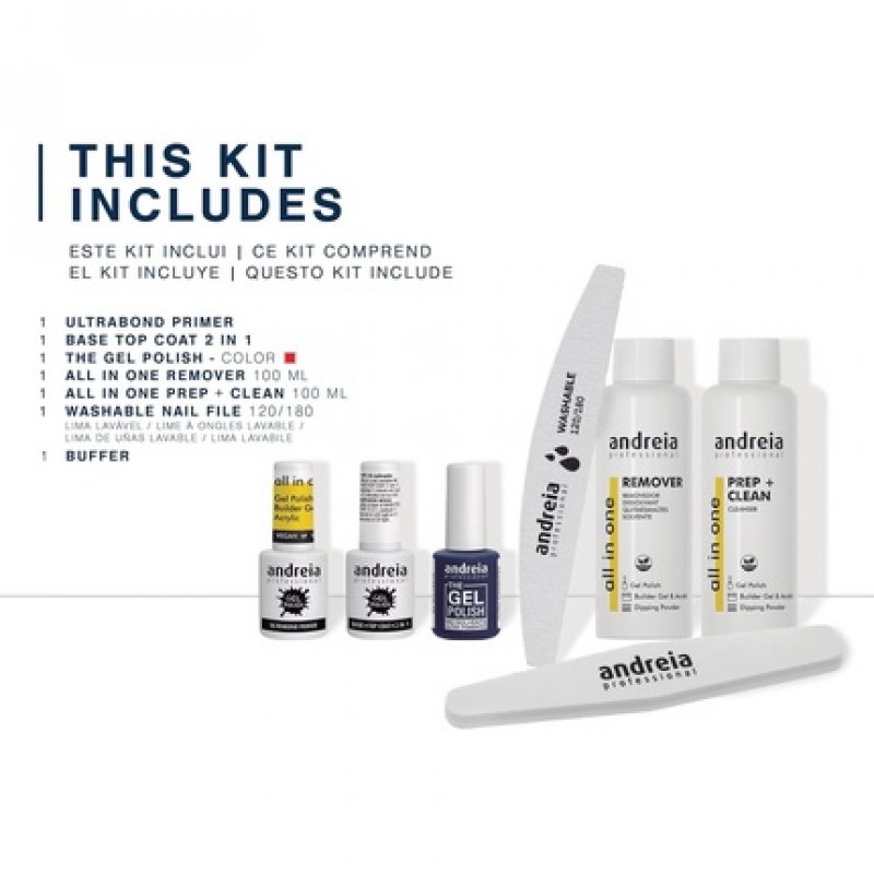 Andreia Professional Gel Nail Kit - PRO Kit with Ultrabond Nail Primer, Gel Base and Top Coat, The Gel Polish, Remover,