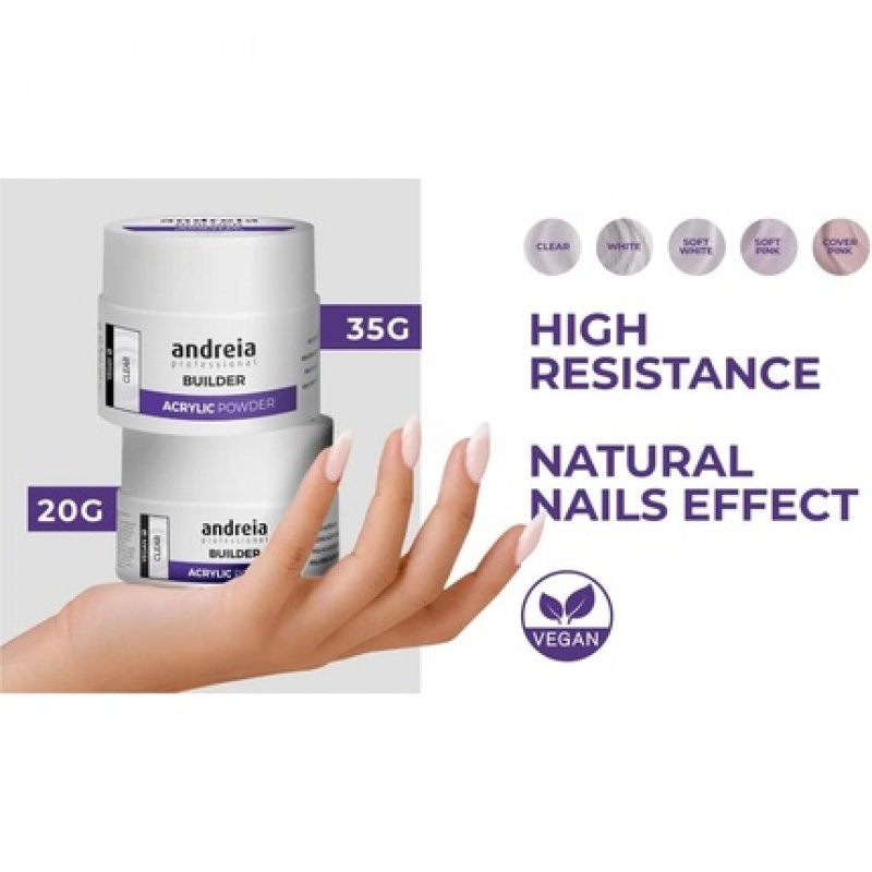 Andreia Professional Acrylic Builder Powder for Nail Extensions Cover Pink 35g