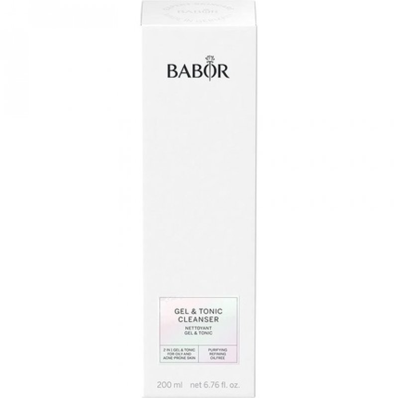 BABOR Gel & Tonic Cleanser for Oily and Impure Skin 2 in 1 Anti-Bacterial Cleansing Gel and Toner Vegan Formula 200ml