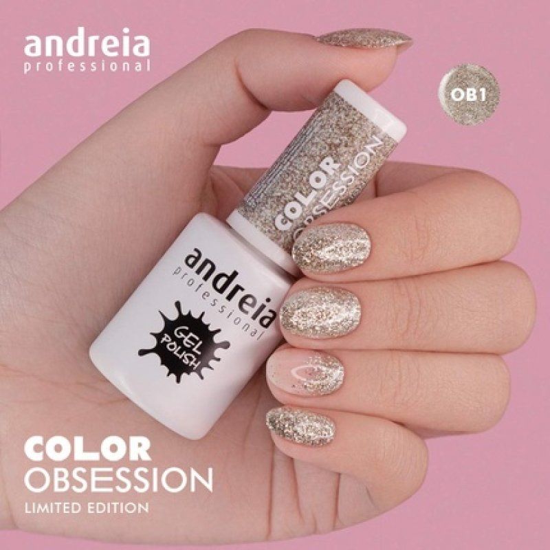 Andreia Semi-Permanent Nail Polish Collection OB1 Champagne Glitter 10.5ml