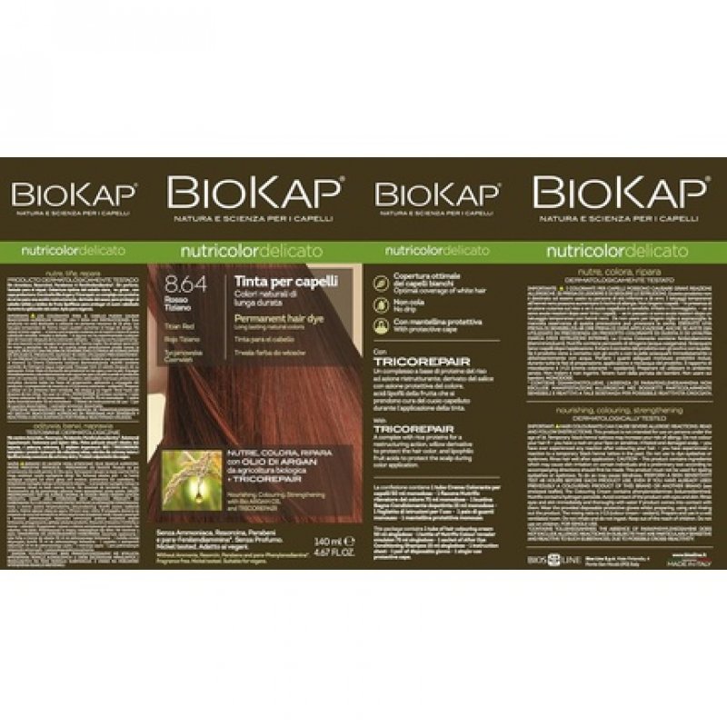 Bios Line Biokap Nutricolor Delicato 8.64 Reddish Brown Dye 140ml