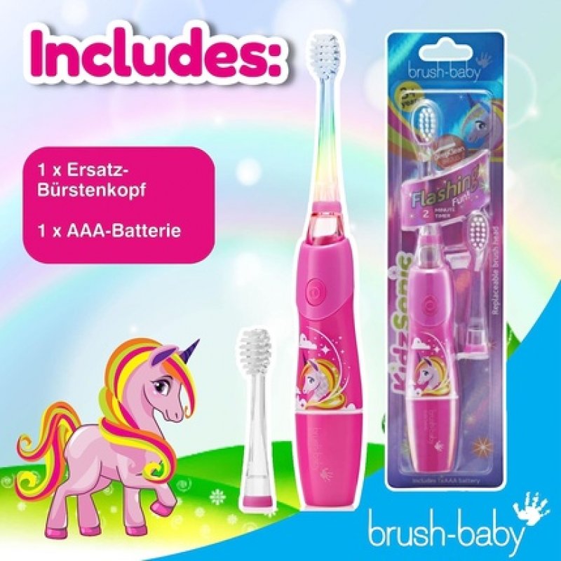 Brush-Baby Baby KidzSonic Electric Toothbrush for Toddlers and Kids for Children 3 Years and Up Unicorn