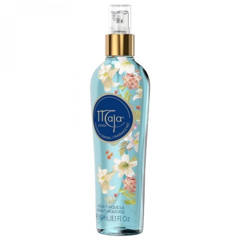 Maja Aqua Turquoise Mist Perfumed Body Mist with Floral and Aquatic Notes 8.1 FL Oz Spray Bottle