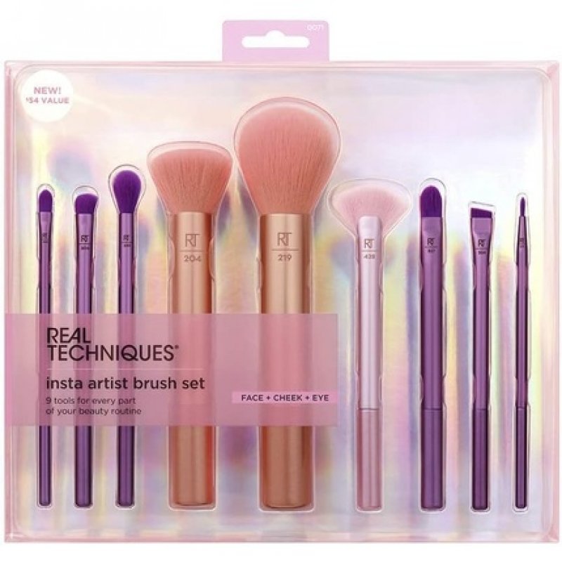 Real Techniques Insta Artist Brush Kit Face Cheek & Eye Brush Set Makeup Brush Kit For Foundation Blush Bronzer