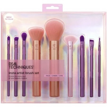 Real Techniques Insta Artist Brush Kit Face Cheek & Eye Brush Set Makeup Brush Kit For Foundation Blush Bronzer