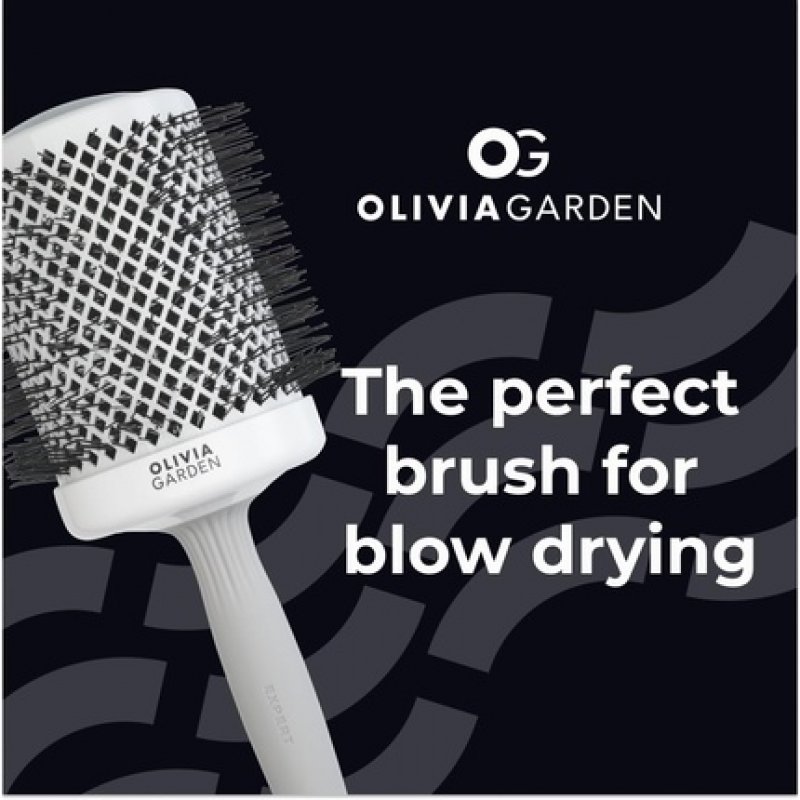 Olivia Garden Expert Blowout Shine Hairbrush White and Grey 80mm