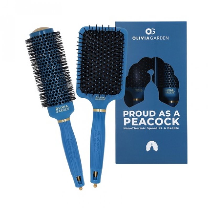 Olivia Garden Peacock Hair Brush Gift Set for Detangling and Styling