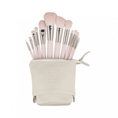 ilu Basic Set 12 Makeup Brushes with Pink Bag