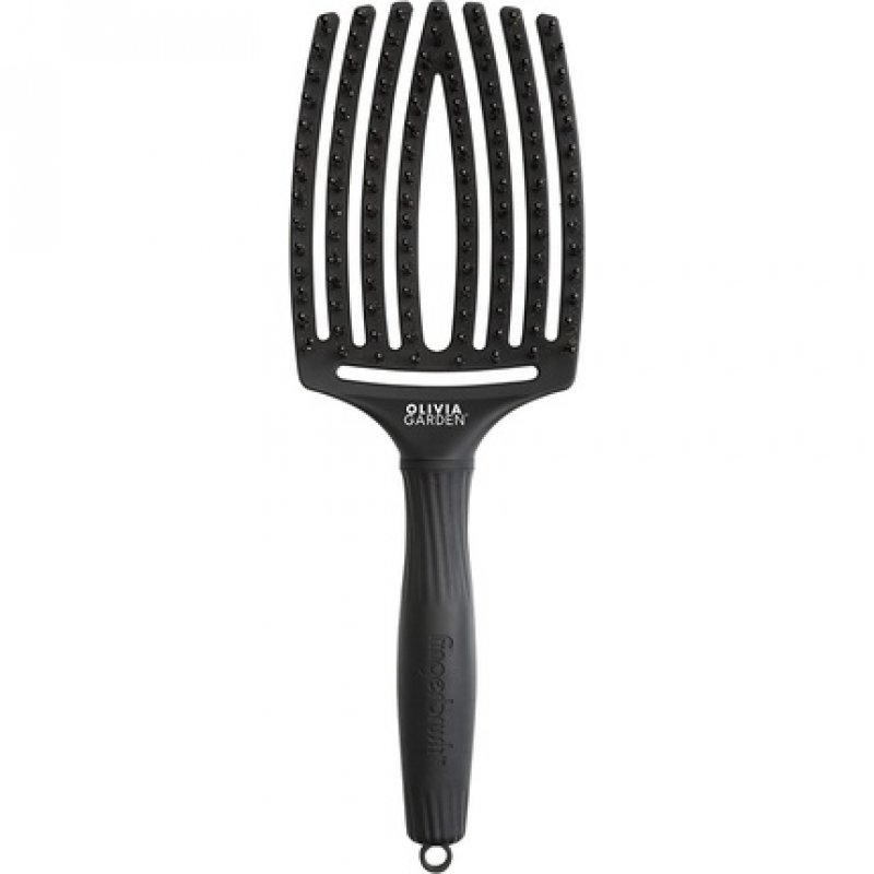 Olivia Garden Fingerbrush Care Iconic Boar & Nylon Full Black Hairbrush Large