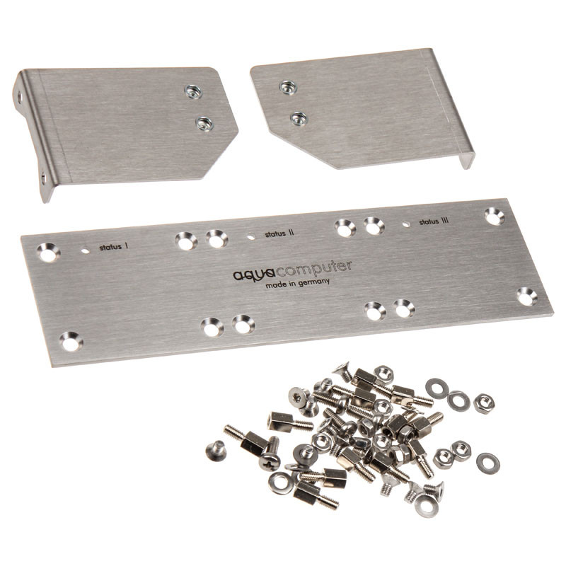 aqua computer compatible Einbaublende für poweradjust 2/3 und farbwerk, Edelstahl gebürstet