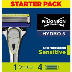 Wilkinson Sword Hydro 5 Skin Protection For Men Hydrating Gel and Precision Trimmer Razor Handle 4 Blade Refills 4
