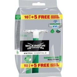 Wilkinson Extra 2 Sensitive Disposable Razor 15 Count - Pack of 15