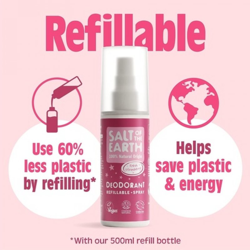 Salt of the Earth Refillable Natural Deodorant Spray Vegan and Cruelty Free 100ml