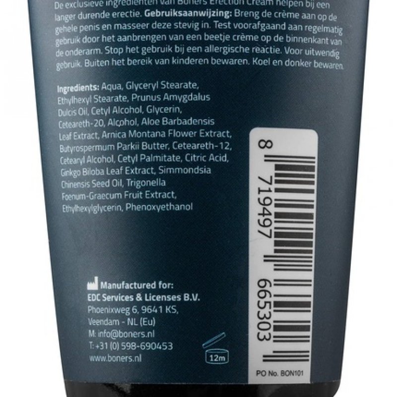 Boners Erection Cream 100ml - Potency Aid for Stronger, Longer Erection and Increased Stimulation