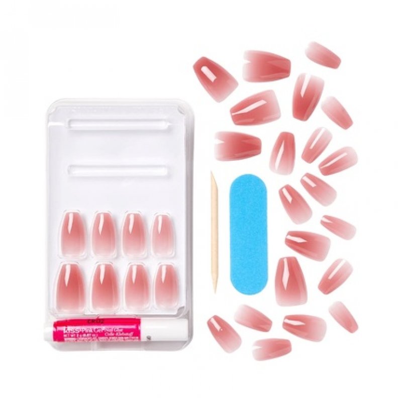 KISS Bare But Better TruNude Fake Nails Nude Nail Shades Manicure Set 28 Split-Resistant, Smudge-Proof Nails for Gluing