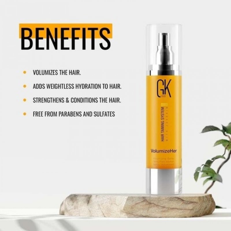 Global Keratin GK HAIR VolumizeHer Spray 100ml Heat Protection Spray for Hair Repair Dry Damaged Anti Frizz Hair Spray