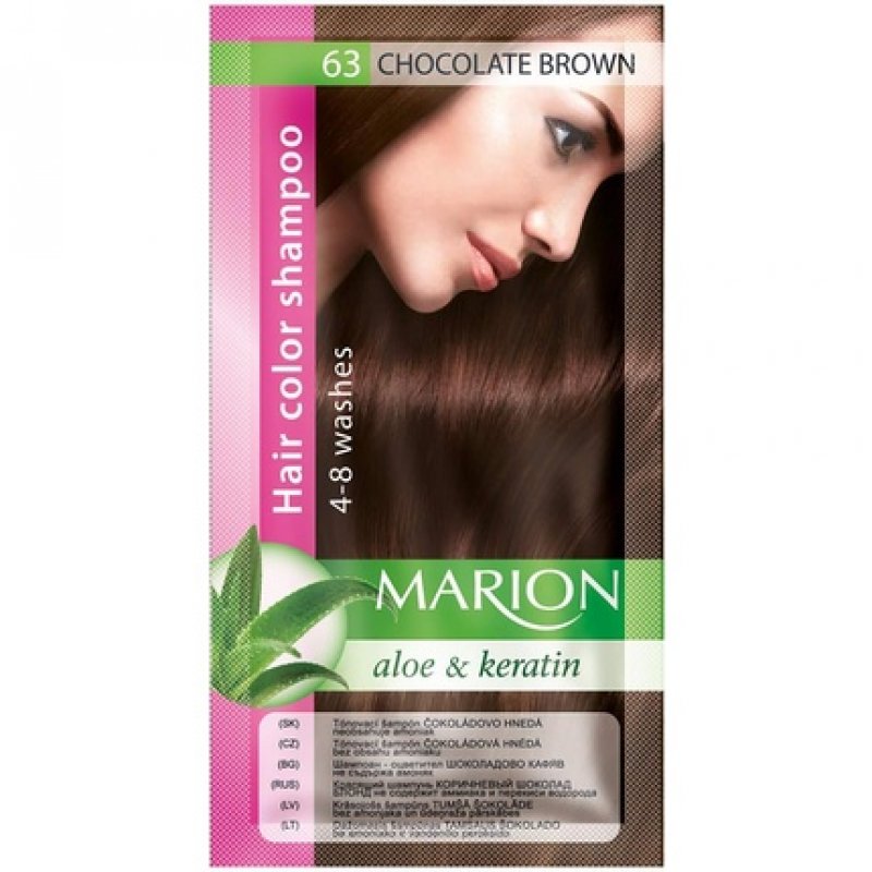 Marion Hair Dye Shampoo with Aloe and Keratin 63 Chocolate Brown