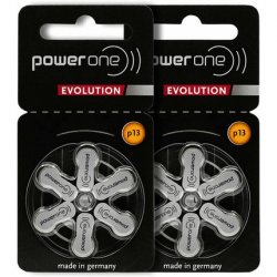 PowerOne Evolution Size 13 Hearing Aid Batteries 1.45V Zinc Air with Improved Battery Life