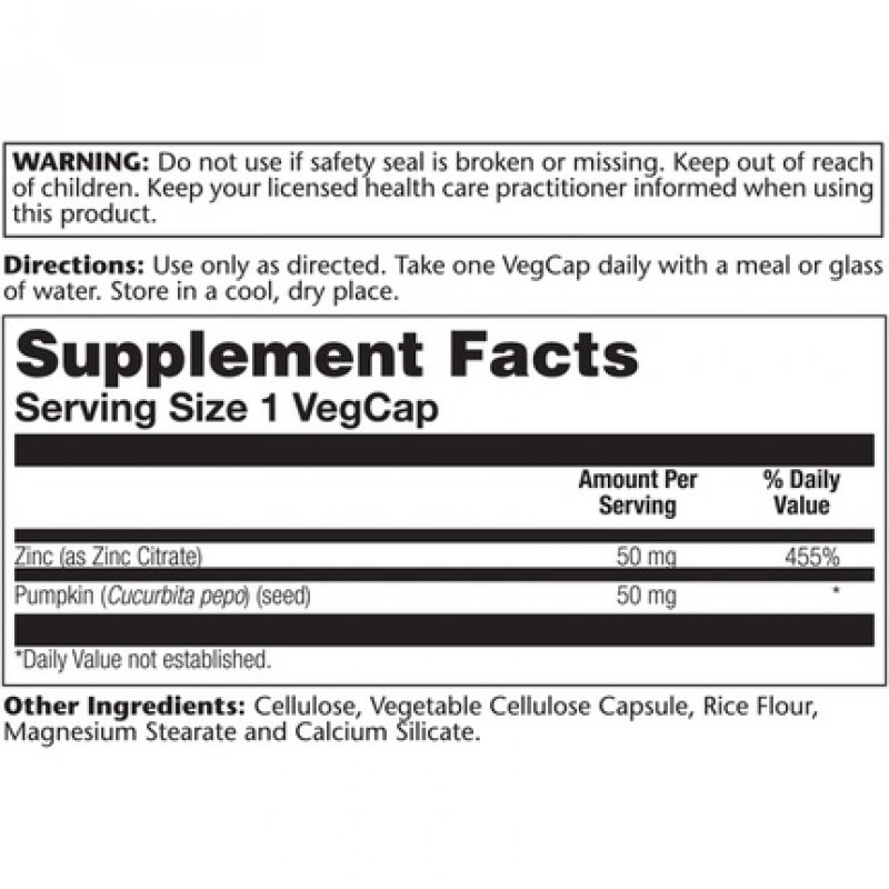 Solaray Zinc Citrate 50mg Immune Function Cellular and Skin Health Support 60ct