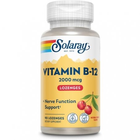 Solaray Vitamin B-12 2000mcg Natural Cherry Flavor Healthy Energy & Red Blood Cell Support 90 Lozenges