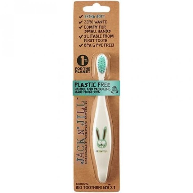 Jack N' Jill Kids Plastic Free Bio Toothbrush with Soft Nylon Bristles - Bunny