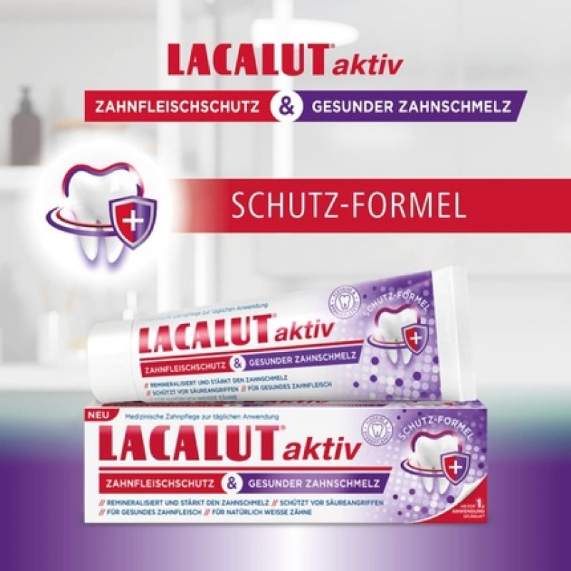 Lacalut Active Gum Protection & Healthy Enamel for Protection against Periodontitis and Gum Inflammation, Promotes