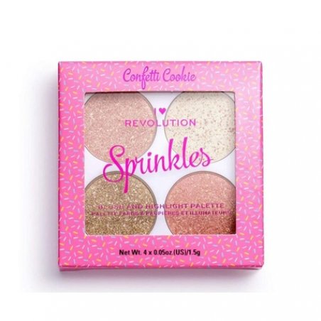 Heart Makeup Revolution Sprinkles Confetti Cookie Blusher Highlighter Palette
