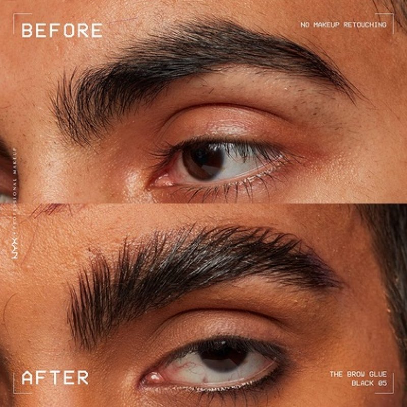 NYX Professional Makeup The Brow Glue Extreme Hold Tinted Eyebrow Gel Black 0.17 Fl Oz