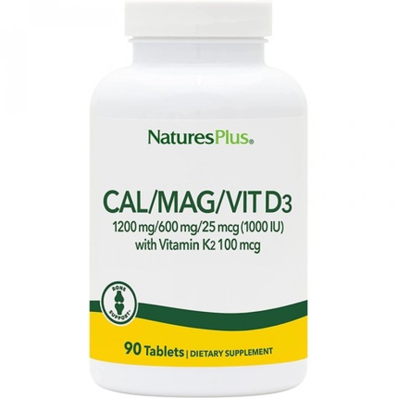 NaturesPlus Cal/Mag/VIT D3 with Vitamin K2 Bone Health Supplement 90 Tablets