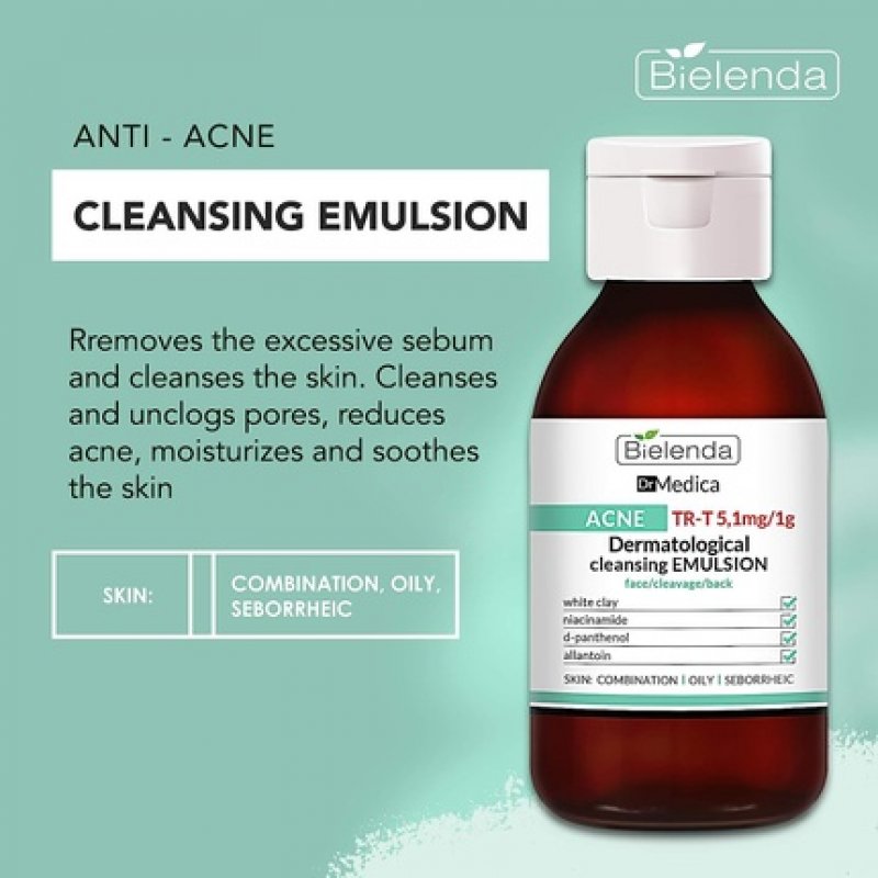Bielenda Dr Medica Acne Dermatological Cleansing Emulsion for Face, Neck and Back 250ml