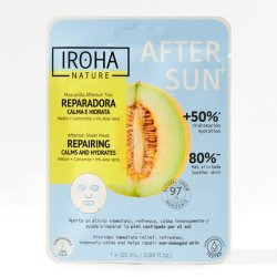 Iroha Nature Aftersun Face Mask for Repair, Soothing, and Moisturizing the Skin after Sun Exposure with Melon,