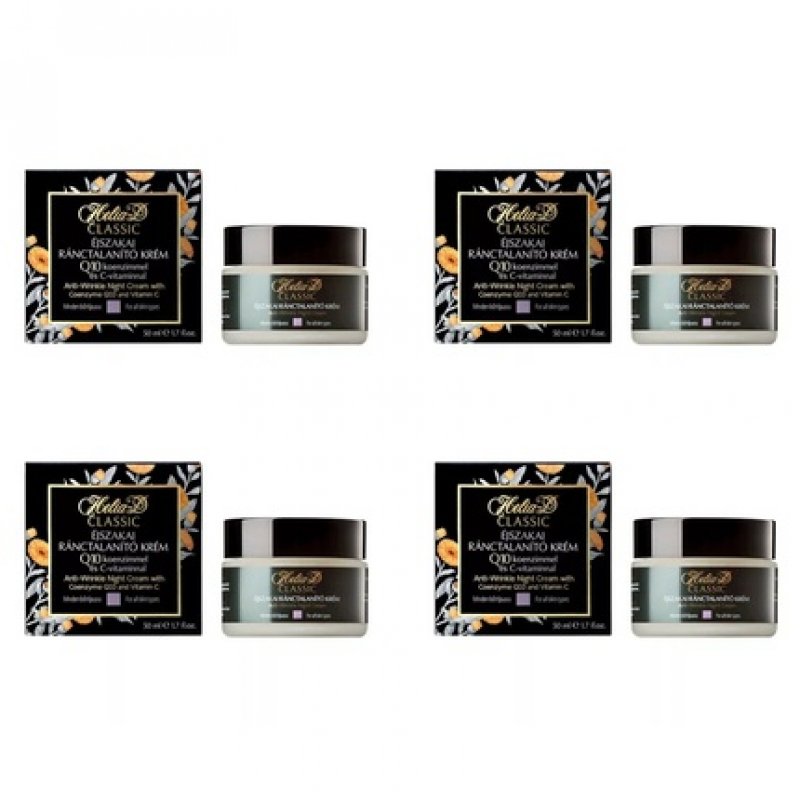 Helia-D Classic Anti-Wrinkle Night Cream with Coenzyme Q10 for All Skin Types 50ml - Pack of 4