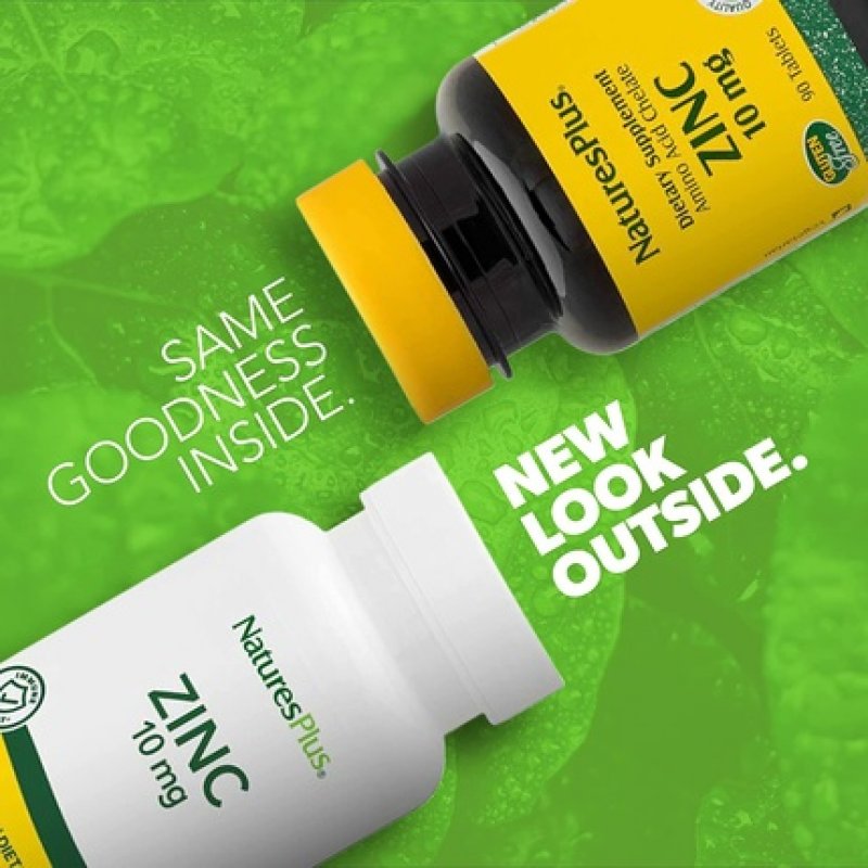 NaturesPlus Zinc Tablets 10mg 90 Vegetarian Supplements - Immune System Cellular Growth & Repair - Digestion Metabolism