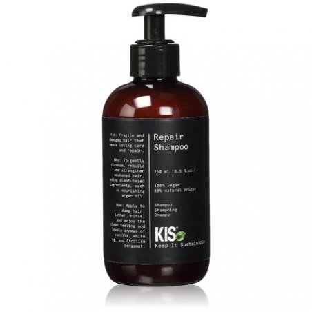 KIS Green Repair Shampoo 250ml for Damaged Hair with Nourishing Argan Oil - 100% Vegan Formula - Sulfate Free