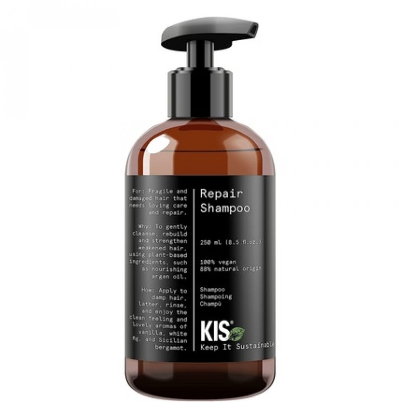 KIS Green Repair Shampoo 250ml for Damaged Hair with Nourishing Argan Oil - 100% Vegan Formula - Sulfate Free