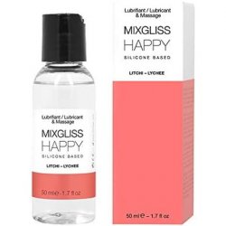 MIXGLISS HAPPY Premium 2-in-1 Silicone-Based Massage Oil and Lubricant 50ml Lychee