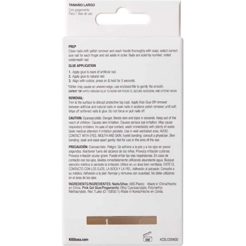 KISS Classy Nails Collection Be-you-tiful Long Length Coffin Shaped Fake Nails 28 False Nails Nail Glue Nail File and