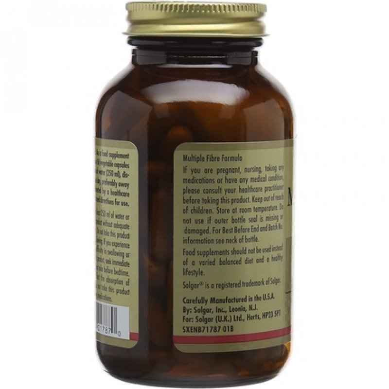 Solgar Multiple Fibre Formula Vegetable Capsules Fibre Supplement for Digestive Support Soluble and Insoluble Fibre