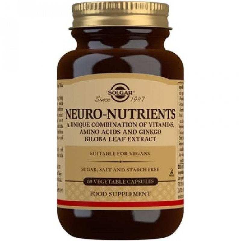 Solgar Neuro-Nutrients Vegetable Capsules for Mental Clarity, Alertness and Mood Regulation - Vegan, Gluten Free and
