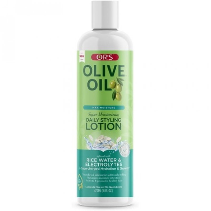 ORS Olive Oil Max Moisture Super Moisturizing Daily Styling Leave-In Lotion with Rice Water and Electrolytes 473ml 16oz