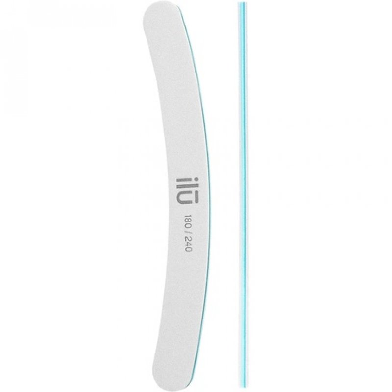 T4B ILU Banana Nail File Double-Sided Curved Natural Nail File with High Quality 180/240 Grit