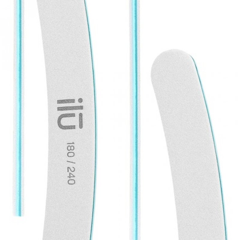 T4B ILU Banana Nail File Double-Sided Curved Natural Nail File with High Quality 180/240 Grit